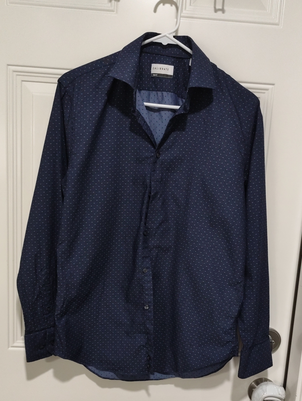 C2 by Calibrate Navy with White Microdot Dress Shirt